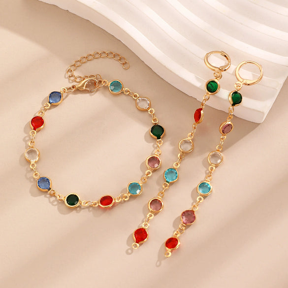 Alloy Jewelry Set With Heart Water Drop Bell Pattern Electroplated For Women Including Necklace Bracelet Earrings