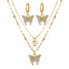 Alloy Jewelry Set With Micro Inlaid Zircon Double Butterfly Love Heart Water Drop Bell Design For Ladies