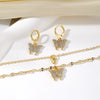Alloy Jewelry Set With Micro Inlaid Zircon Double Butterfly Love Heart Water Drop Bell Design For Ladies
