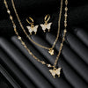 Alloy Jewelry Set With Micro Inlaid Zircon Double Butterfly Love Heart Water Drop Bell Design For Ladies