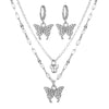 Alloy Jewelry Set With Micro Inlaid Zircon Double Butterfly Love Heart Water Drop Bell Design For Ladies