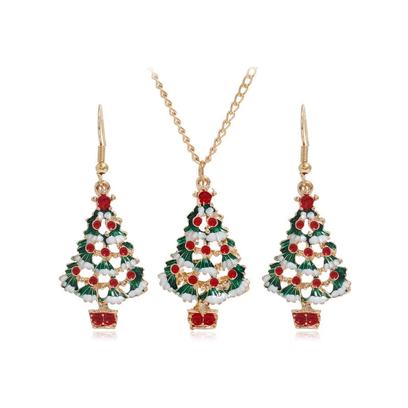 Alloy Jewelry Set With Plant Flowers Pattern Water Wave Chain For Women Earrings And Necklace With Festival Elements