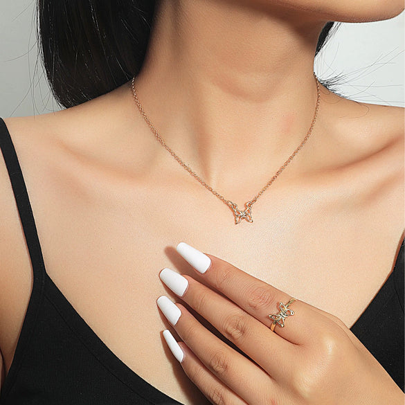 Alloy Jewelry Three Piece Set With Butterfly Dragonfly Insect Pattern Electroplated For Women