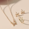 Alloy Jewelry Three Piece Set With Butterfly Dragonfly Insect Pattern Electroplated For Women