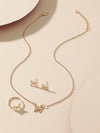 Alloy Jewelry Three Piece Set With Butterfly Dragonfly Insect Pattern Electroplated For Women