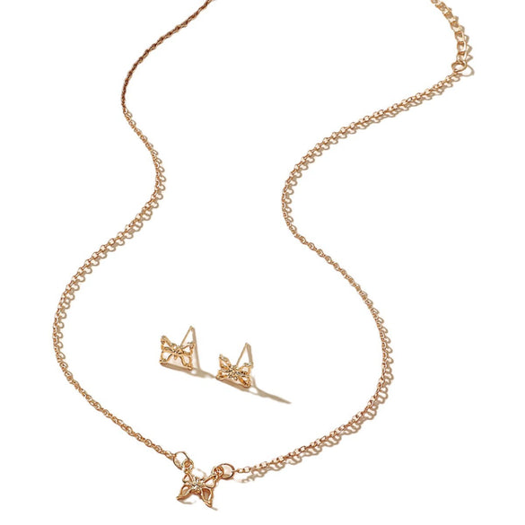 Alloy Jewelry Three Piece Set With Butterfly Dragonfly Insect Pattern Electroplated For Women