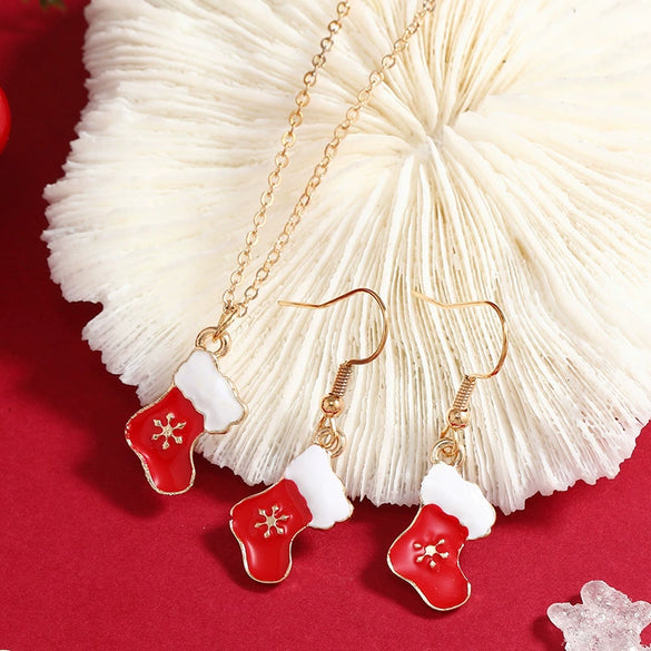 Alloy Jewelry With Cartoon Red Boots Pattern For Women Environmental Protection Treatment Earrings Necklace Set