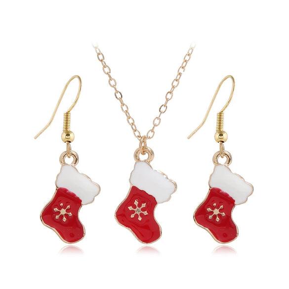 Alloy Jewelry With Cartoon Red Boots Pattern For Women Environmental Protection Treatment Earrings Necklace Set