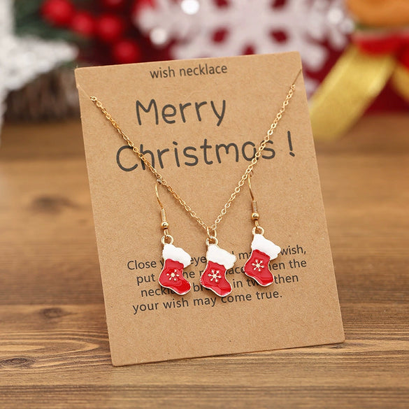 Alloy Jewelry With Cartoon Red Boots Pattern For Women Environmental Protection Treatment Earrings Necklace Set