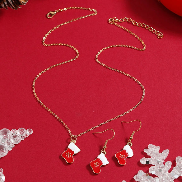 Alloy Jewelry With Cartoon Red Boots Pattern For Women Environmental Protection Treatment Earrings Necklace Set