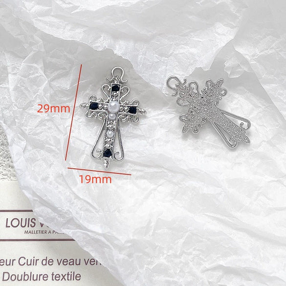 Alloy Jewelry With Cross And Butterfly Pattern Electroplated Diy Handmade Pendant Bracelet Necklace