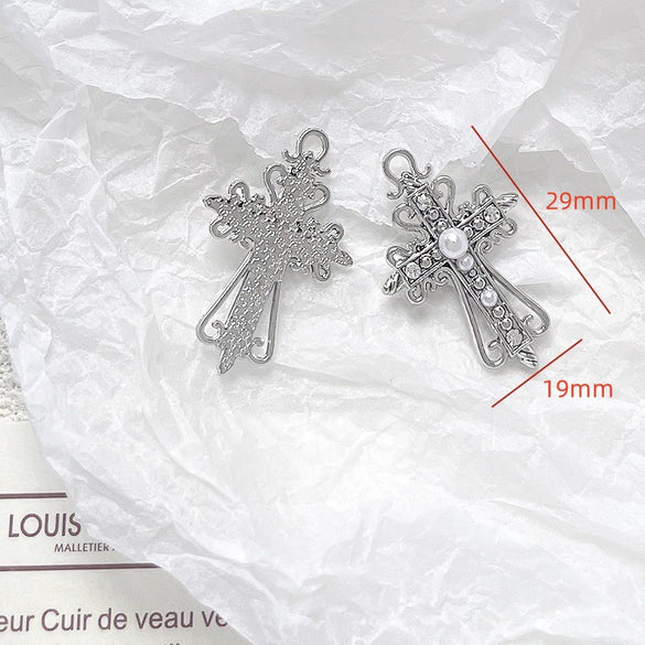 Alloy Jewelry With Cross And Butterfly Pattern Electroplated Diy Handmade Pendant Bracelet Necklace