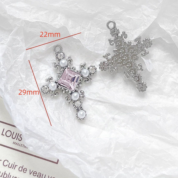 Alloy Jewelry With Cross And Butterfly Pattern Electroplated Diy Handmade Pendant Bracelet Necklace