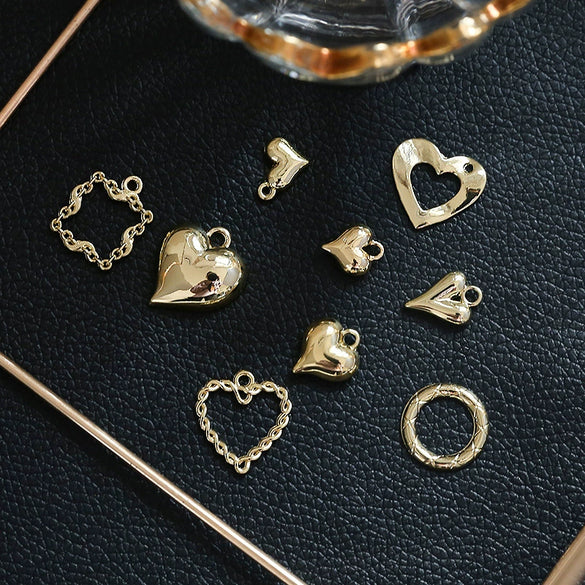 Alloy Jewelry With Heart Shape And K Gold Style Silver Plated And Gold Plated For Pendant Necklace Bracelet And Earring
