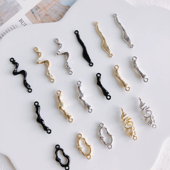 Alloy Joker Irregular Line Double Hole Pendant For Diy Handmade Jewelry Accessories With Electroplating