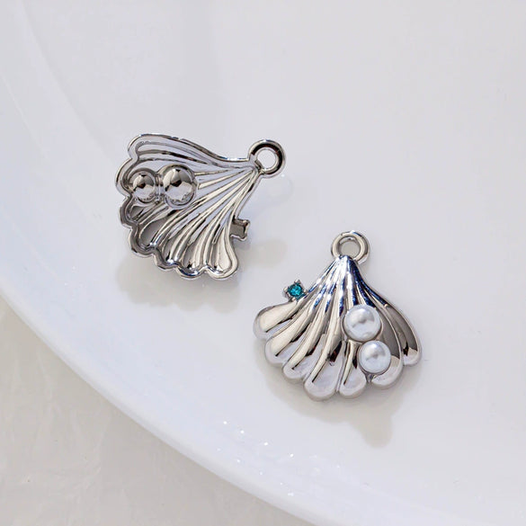 Alloy Joker Pearl Love Shell Pendant Diy Handmade Earrings Necklace Accessories With Electroplating And Animal Style