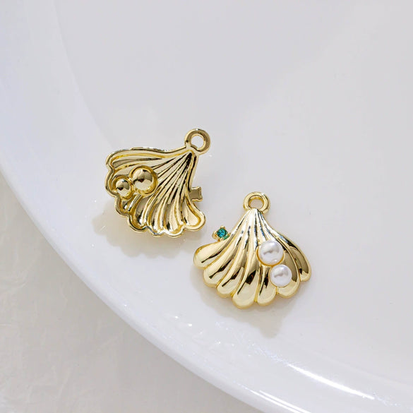 Alloy Joker Pearl Love Shell Pendant Diy Handmade Earrings Necklace Accessories With Electroplating And Animal Style
