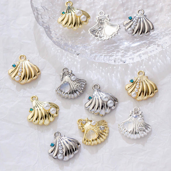 Alloy Joker Pearl Love Shell Pendant Diy Handmade Earrings Necklace Accessories With Electroplating And Animal Style