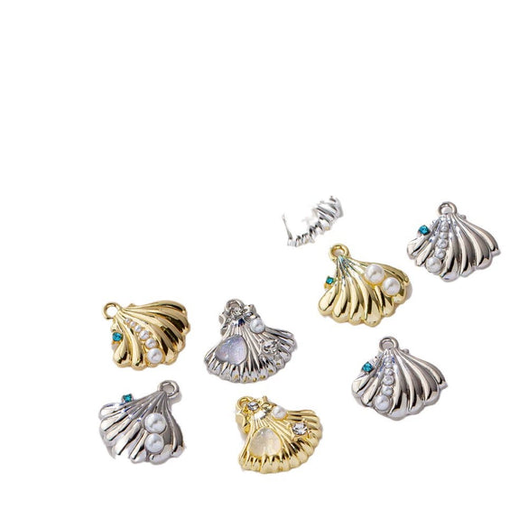 Alloy Joker Pearl Love Shell Pendant Diy Handmade Earrings Necklace Accessories With Electroplating And Animal Style