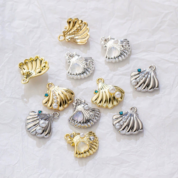 Alloy Joker Pearl Love Shell Pendant Diy Handmade Earrings Necklace Accessories With Electroplating And Animal Style