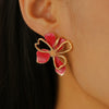 Alloy 14K Gold Electroplated Doublelayer Flower Petal Women's Retro Sweet Earrings