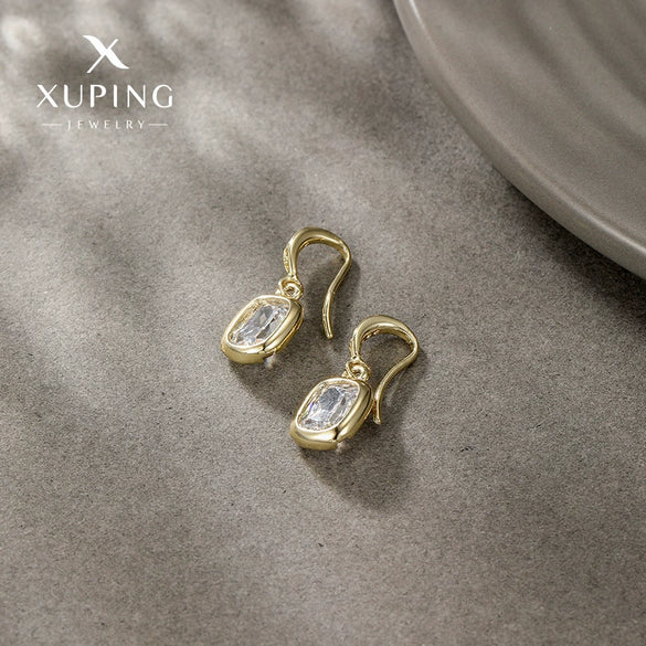 Alloy 14K Gold Plated Inlaid Zircon Geometric Sweet Design Women's Earrings