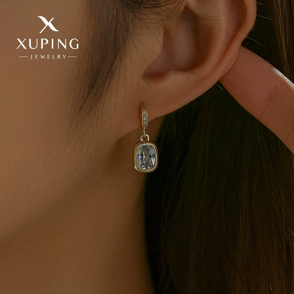 Alloy 14K Gold Plated Inlaid Zircon Geometric Sweet Design Women's Earrings