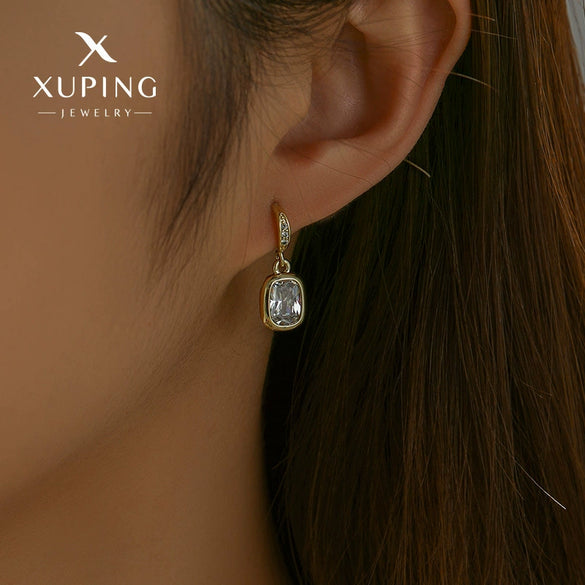 Alloy 14K Gold Plated Inlaid Zircon Geometric Sweet Design Women's Earrings