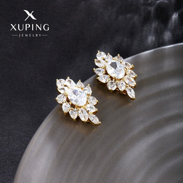 Alloy 14K Gold Plated Inlaid Zircon Women's Earrings And Pendant Necklace Set