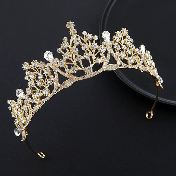 Alloy Kc Gold Electroplated Crystal Women's Crown Hair Accessories For Party