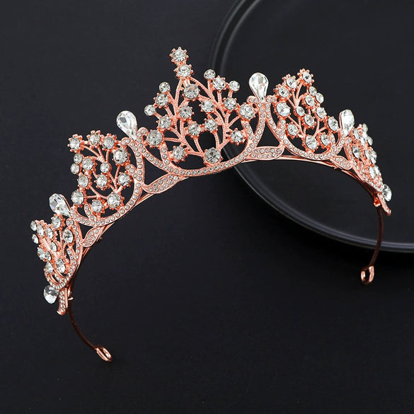 Alloy Kc Gold Electroplated Crystal Women's Crown Hair Accessories For Party