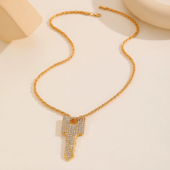 Alloy Key Design Electroplating Women's Necklace Earrings Set