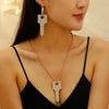 Alloy Key Design Electroplating Women's Necklace Earrings Set