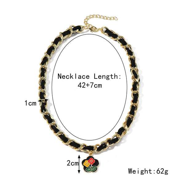 Alloy Ladies Necklace With Flowers Pattern And Electroplating Treatment Box Chain Style Original Design
