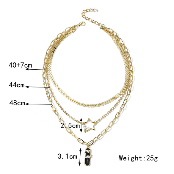 Alloy Ladies Necklace With Flowers Pattern And Electroplating Treatment Box Chain Style Original Design