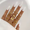 Alloy Leaf And Butterfly Ring Set Unisex Antique Style Set With Pearls