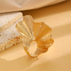 Alloy Leaf Design Irregular Pleated Joint Ring Electroplated