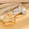 Alloy Leaf Design Irregular Pleated Joint Ring Electroplated