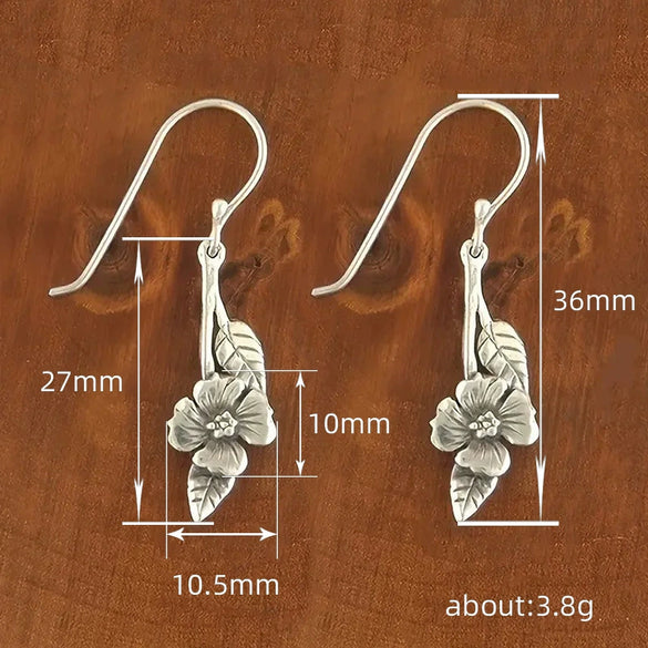 Alloy Leaf Flower Earrings Retro Simple Jewelry