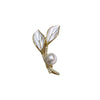 Alloy Leaf Pearl Women's Brooch Electroplating Design Natural Style For Autumn And Winter Coat Accessories
