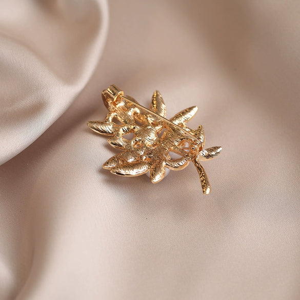 Alloy Leaf Rhinestone Brooch Electroplating Minimalist Women's Jewelry
