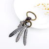 Alloy Leaf Woven Leather Keychain Accessories