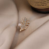 Alloy Leafshaped Antiexposure Brooch For Women Electroplated Minimalist Style With Flower Pattern