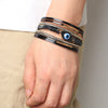 Alloy Leather Bracelet With Devil's Eye Diamondstudded And Animals Zodiac Pattern