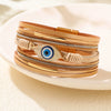 Alloy Leather Bracelet With Devil's Eye Diamondstudded And Animals Zodiac Pattern