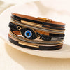 Alloy Leather Bracelet With Devil's Eye Diamondstudded And Animals Zodiac Pattern