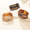 Alloy Leather Bracelet With Devil's Eye Diamondstudded And Animals Zodiac Pattern