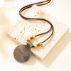 Alloy Leather Cowhide Rope Jewelry Retro Round Pendant Necklace With Geometric Pattern And Electroplating Treatment