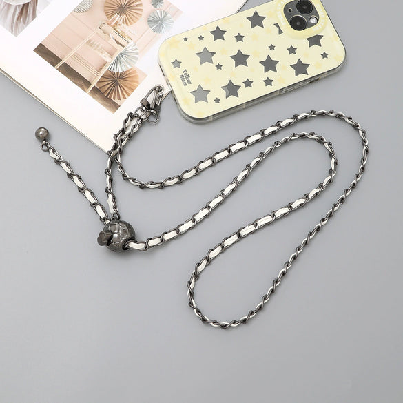 Alloy Leather Crossbody Phone Case Accessories Handmade Handwoven Chain
