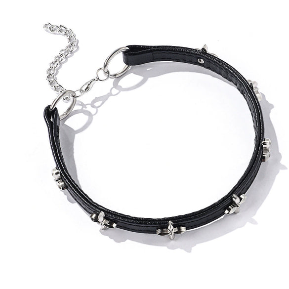 Alloy Leather Fashion Collar Necklace Choker With Geometric Design For Women